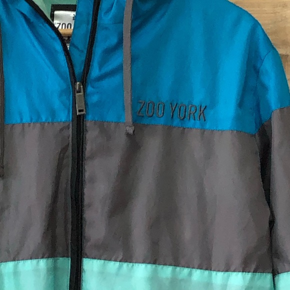 ZOO YORK color block hooded, zip up windbreaker, M - Picture 3 of 9